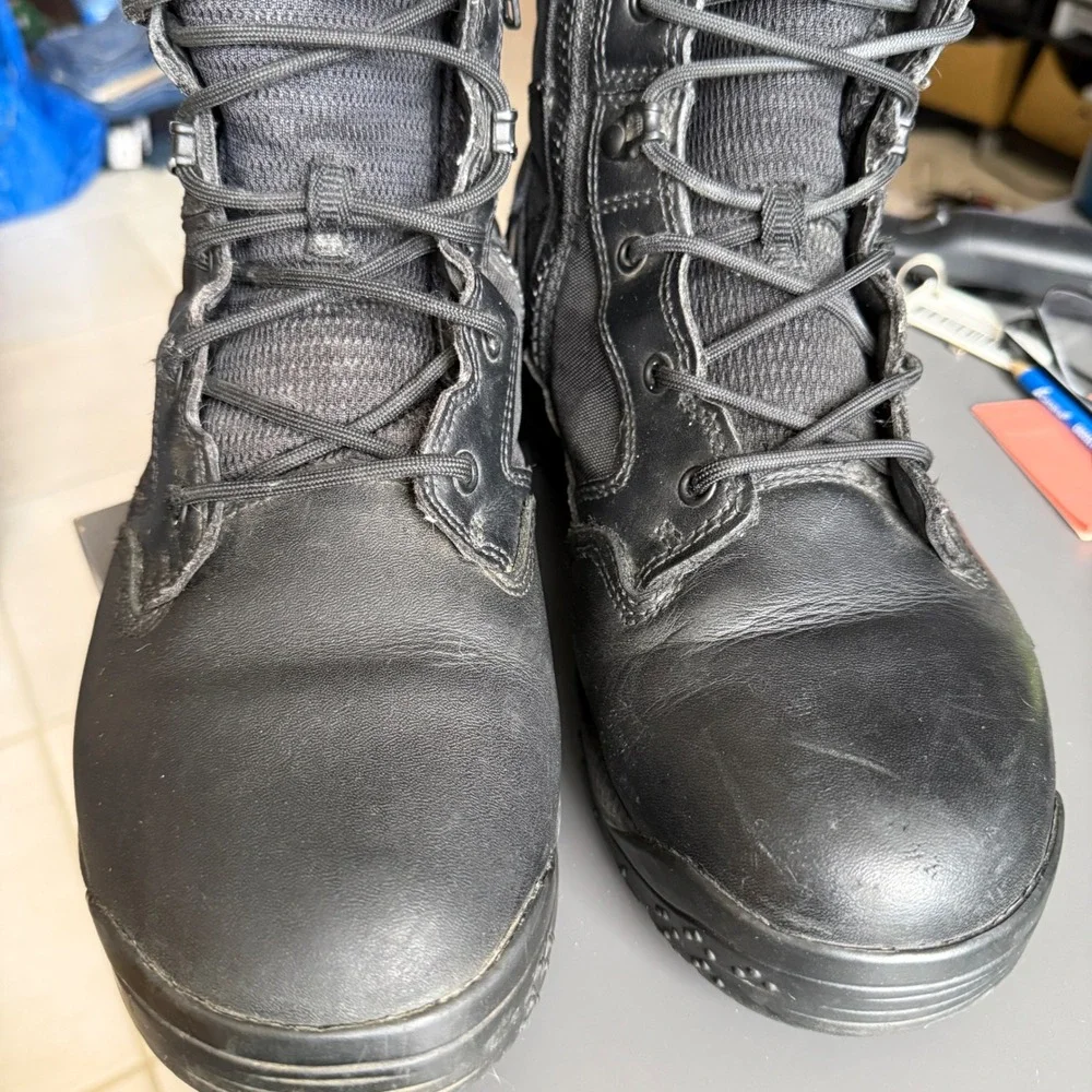 5.11 Tactical ATAC 2.0 8 Inch Boots Mens 10.5 Black Side Zip Leather - No Insole